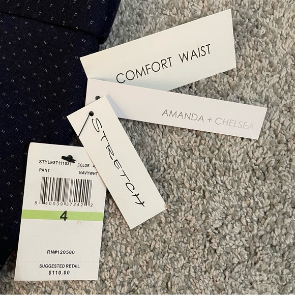 New Amanda + Chelsea Women's Size 4 Navy Blue & White Polka Dot Stretch Pants - Picture 6 of 14